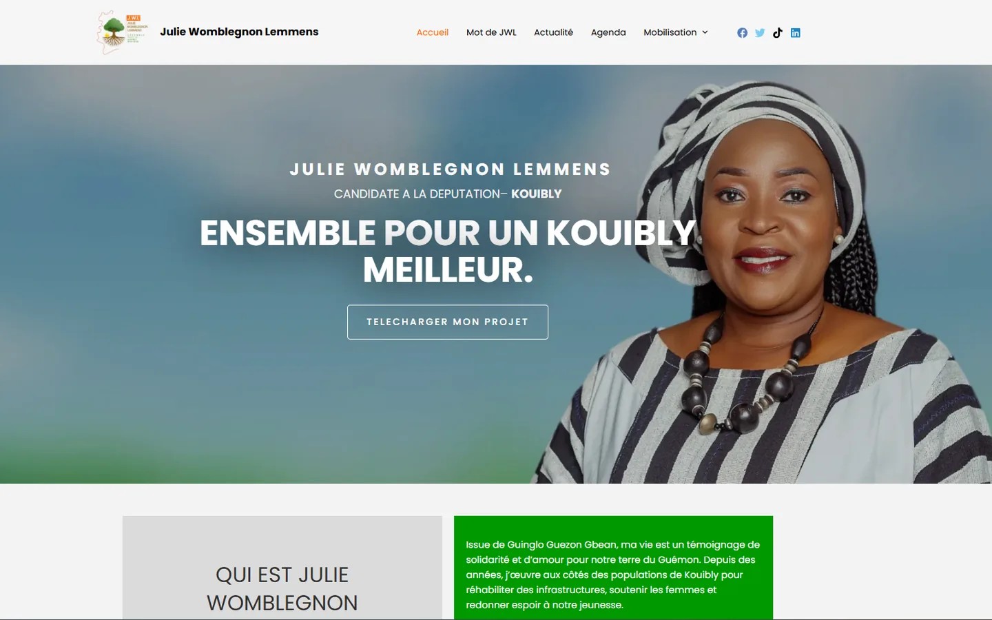 Julie Womblegnon Lemmens — aperçu du site